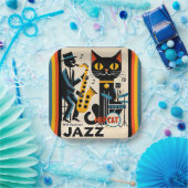 Assiettes En Carton Mi siècle Jazz Age HepCat Chat Noir (Fête)