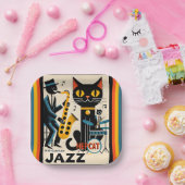 Assiettes En Carton Mi siècle Jazz Age HepCat Chat Noir (Fête)