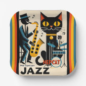 Assiettes En Carton Mi siècle Jazz Age HepCat Chat Noir (Recto)