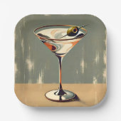 Assiettes En Carton Mi-siècle Moderne 1 Olive Martini Peinture (Recto)