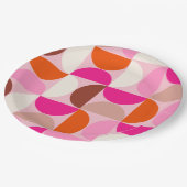 Assiettes En Carton Mi-siècle Moderne Abstrait Motif rose orange (Angle)