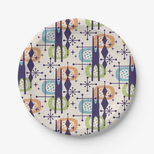 Assiettes En Carton Mi-siècle moderne âge atomique Motif Abstrait (Devant)