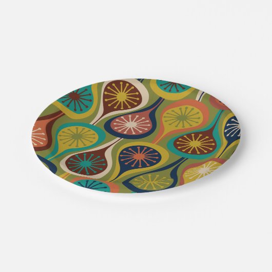 Assiettes En Carton Mi-Siècle moderne Atomique gouttes Motif rétro (Angle)