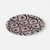 Assiettes En Carton Mi-Siècle moderne gouttes atomiques rose noir (Angle)