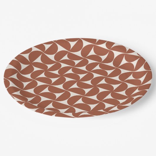 Assiettes En Carton Mi-siècle Moderne Motif rouille Terracotta (Angle)