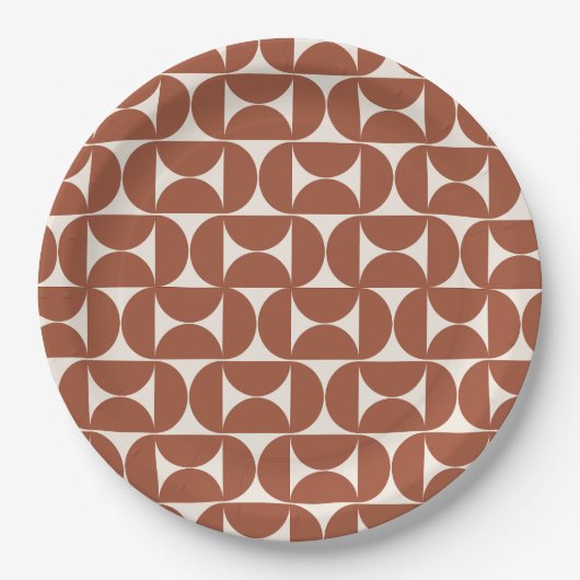 Assiettes En Carton Mi-siècle Moderne Motif rouille Terracotta (Devant)