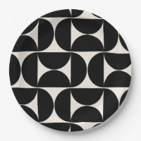 Mi-Siècle Moderne Motif Vintage Noir Et Blanc
