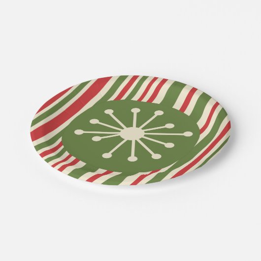 Assiettes En Carton Mi-siècle moderne Point atomique rétro Noël (Angle)