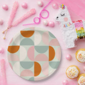 Assiettes En Carton Mi-siècle moderne Sage Vert Blush Orange Motif (Fête)