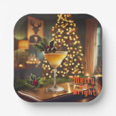 Assiettes En Carton Mi-Siècle Noël Joyeux & Cocktail lumineux (Recto)