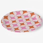 Assiettes En Carton Mi-Siècle Rétro Starburs Motif Orange Rose (Angle)