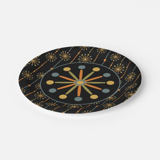 Assiettes En Carton Mi-siècle Starburst Strier Couleurs personnalisées (Angle)