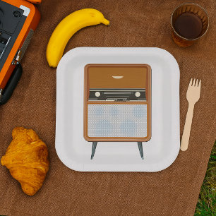 Assiettes En Carton Mi-siècle Vintage Radio Retro Music Lover
