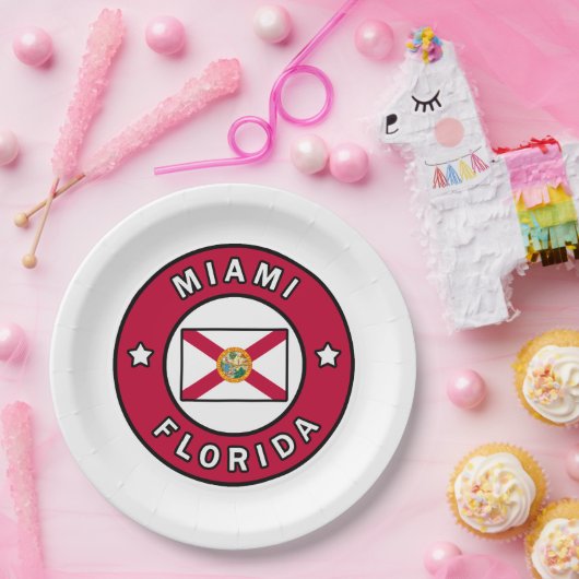 Assiettes En Carton Miami Floride (Fête)
