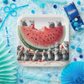 Assiettes En Carton Mice On a Juicy Watermelon Wedge (Fête)