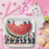 Assiettes En Carton Mice On a Juicy Watermelon Wedge (Fête)