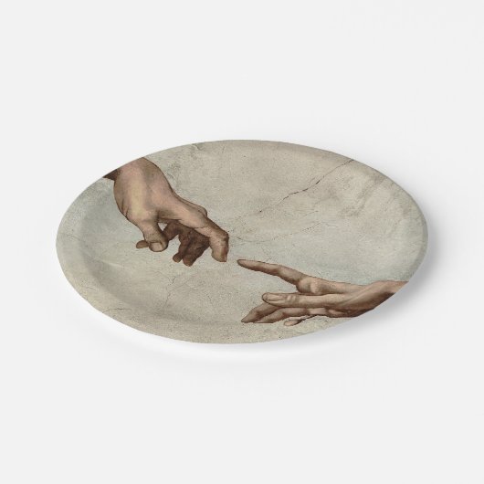 Assiettes En Carton Michaelangelo mains création adam dieu (Angle)