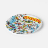 Assiettes En Carton Michigan Postcard Map (Angle)