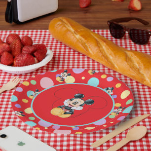 Assiettes En Carton Mickey Mouse pois rouges Baby Shower