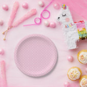 Assiettes En Carton Micro Polka Dot White - Light Pink (Fête)