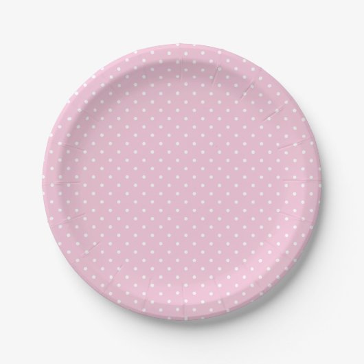 Assiettes En Carton Micro Polka Dot White - Light Pink (Devant)