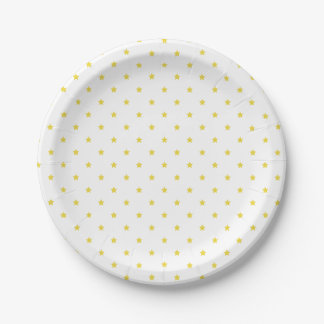 Assiettes En Carton Micro Stars Golden Yellow - White