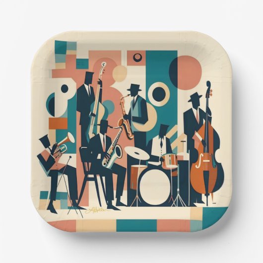 Assiettes En Carton Mid Century Jazz Age Sextet (Recto)