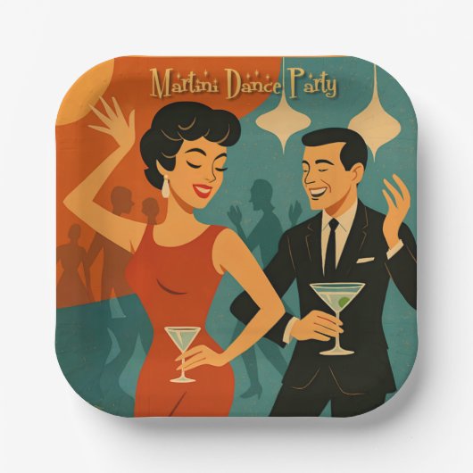 Assiettes En Carton Mid Century Martini Dance Party (Recto)