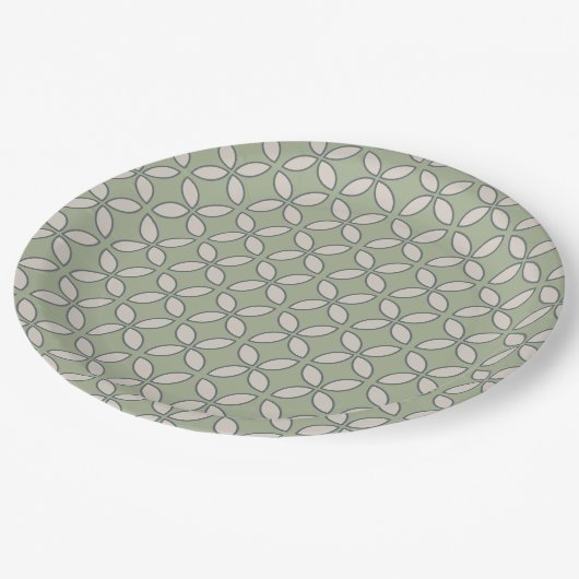 Assiettes En Carton Mid Century Mod Retro Mariage Olive Green (Angle)