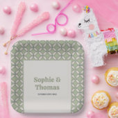 Assiettes En Carton Mid Century Mod Retro Mariage Olive Green (Fête)