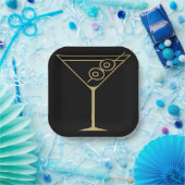 Assiettes En Carton Mid Century Modern Gold 2 Olive Martini (Fête)