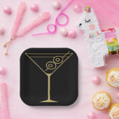 Assiettes En Carton Mid Century Modern Gold 2 Olive Martini (Fête)