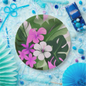 Assiettes En Carton Mid-Century Modern Hawaiian Hibiscus and Plumeria (Fête)
