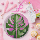 Assiettes En Carton Mid-Century Modern Hawaiian Monstera Leaf (Fête)