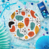 Assiettes En Carton Mid Century Modern Starburst Pattern (Fête)