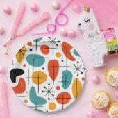 Assiettes En Carton Mid Century Modern Starburst Pattern (Fête)