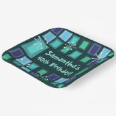 Assiettes En Carton Mid Century Moderne 40e anniversaire Turquoise (Angulaire)