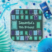 Assiettes En Carton Mid Century Moderne 70e anniversaire Turquoise (Fête)