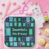 Assiettes En Carton Mid Century Moderne 70e anniversaire Turquoise (Fête)