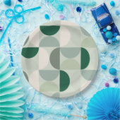 Assiettes En Carton Mid Century Moderne Abstrait Motif Sage Green (Fête)