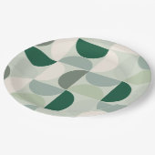 Assiettes En Carton Mid Century Moderne Abstrait Motif Sage Green (Angle)