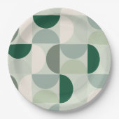 Assiettes En Carton Mid Century Moderne Abstrait Motif Sage Green (Devant)