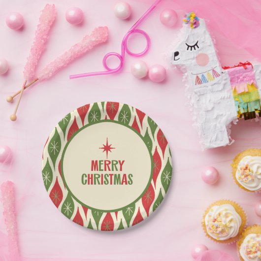 Assiettes En Carton Mid Century Moderne Rétro Joyeux Noël (Fête)