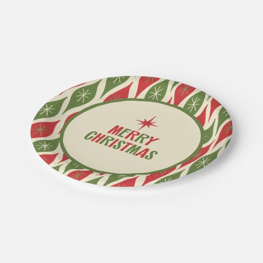 Assiettes En Carton Mid Century Moderne Rétro Joyeux Noël (Angle)
