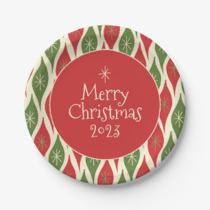 Assiettes En Carton Mid Century Moderne Rétro Vintage Joyeux Noël