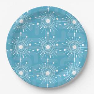Assiettes En Carton Mid Century Moderne Turquoise Spoutnik Snowflake M