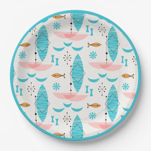 Assiettes En Carton Mid Century Pink Catamaran (Devant)