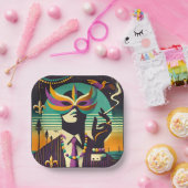 Assiettes En Carton Mid Century Retro 60s Mardi Gras The Smoking Man (Fête)