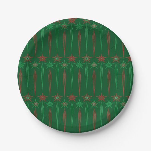 Assiettes En Carton Mid Mod Icicles Green 7" Plaque papier (Devant)