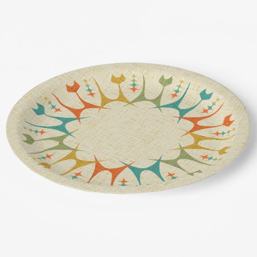 Assiettes En Carton Mid Mod Meow sur Tan ©studioxtine (Angle)